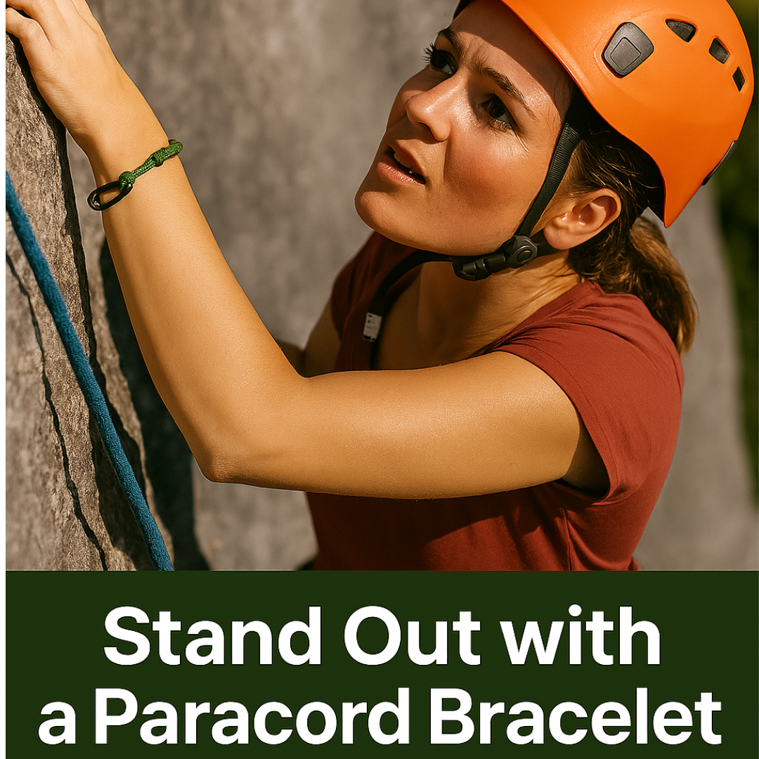 Adjustable Climbers Bracelet, Premium Nylon Paracord with Carabiner Clasp, Army Green