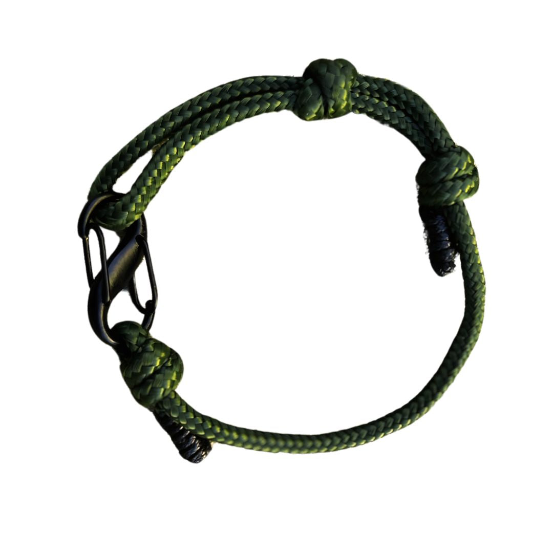 Adjustable Climbers Bracelet, Premium Nylon Paracord with Carabiner Clasp, Army Green