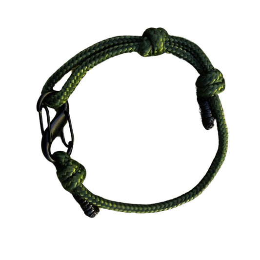 Adjustable Climbers Bracelet, Premium Nylon Paracord with Carabiner Clasp, Army Green