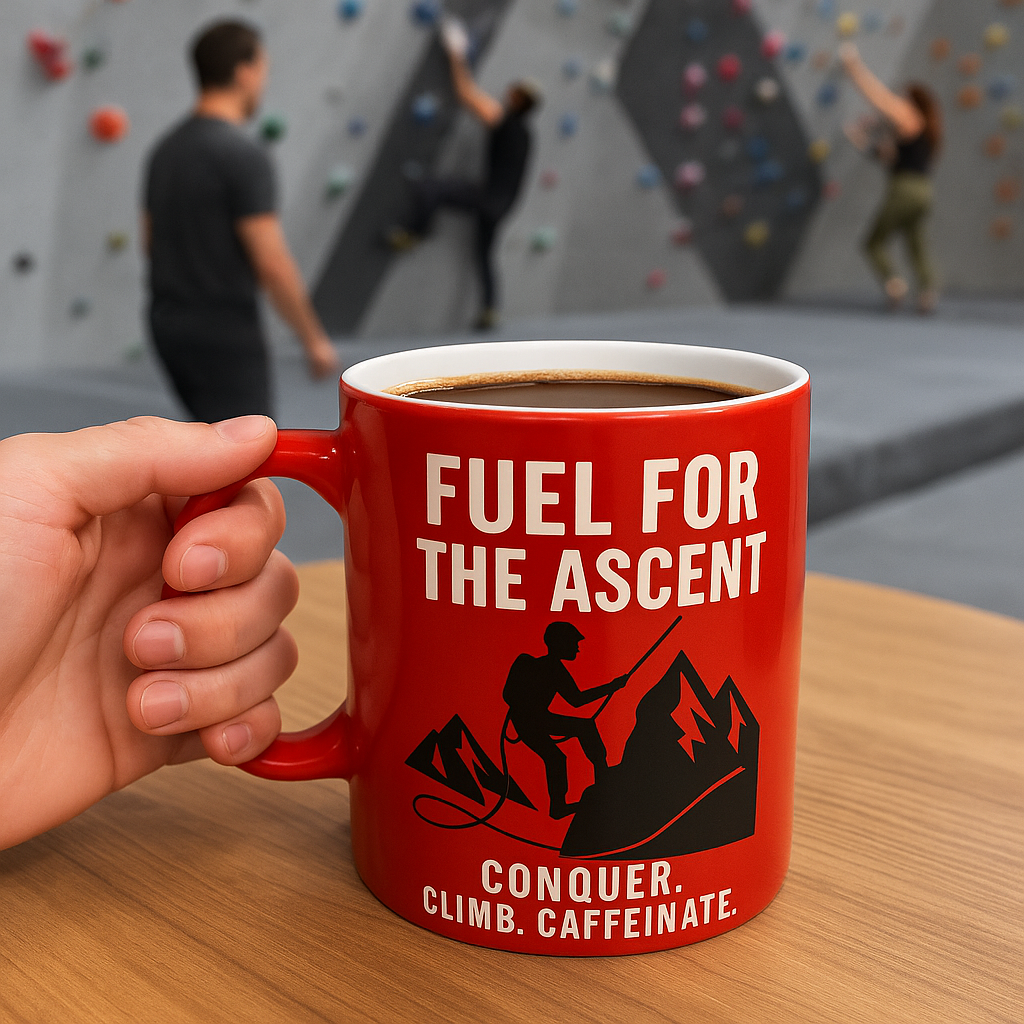 Mountain Rocks Climbing Mug - Fuel for The Ascent Motivational Design – 11oz – Dishwasher & Microwave Safe.