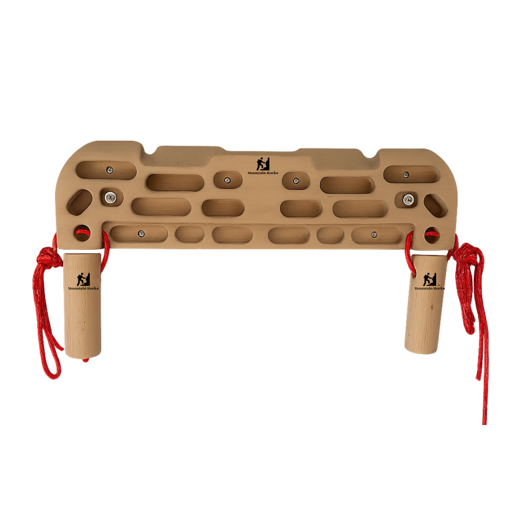 Wooden Hangboard Climbing Wildwood 2100 with Pull Up Hand Grip Combo Deal