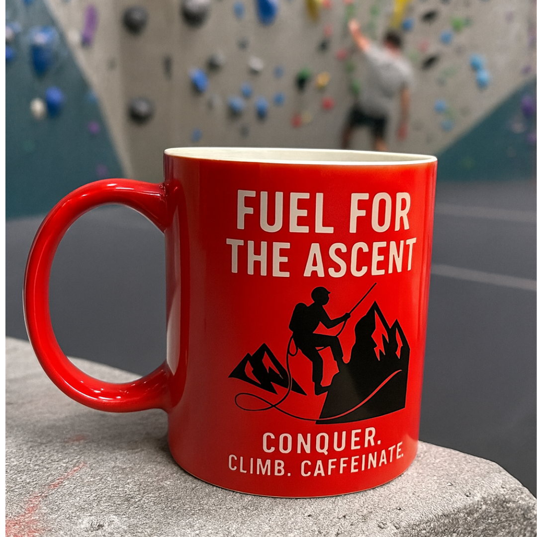 Mountain Rocks Climbing Mug - Fuel for The Ascent Motivational Design – 11oz – Dishwasher & Microwave Safe.