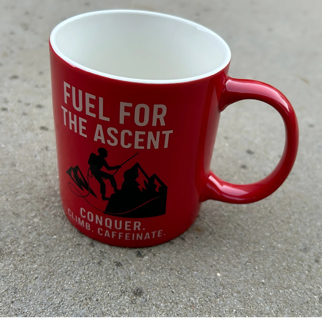 Mountain Rocks Climbing Mug - Fuel for The Ascent Motivational Design – 11oz – Dishwasher & Microwave Safe.