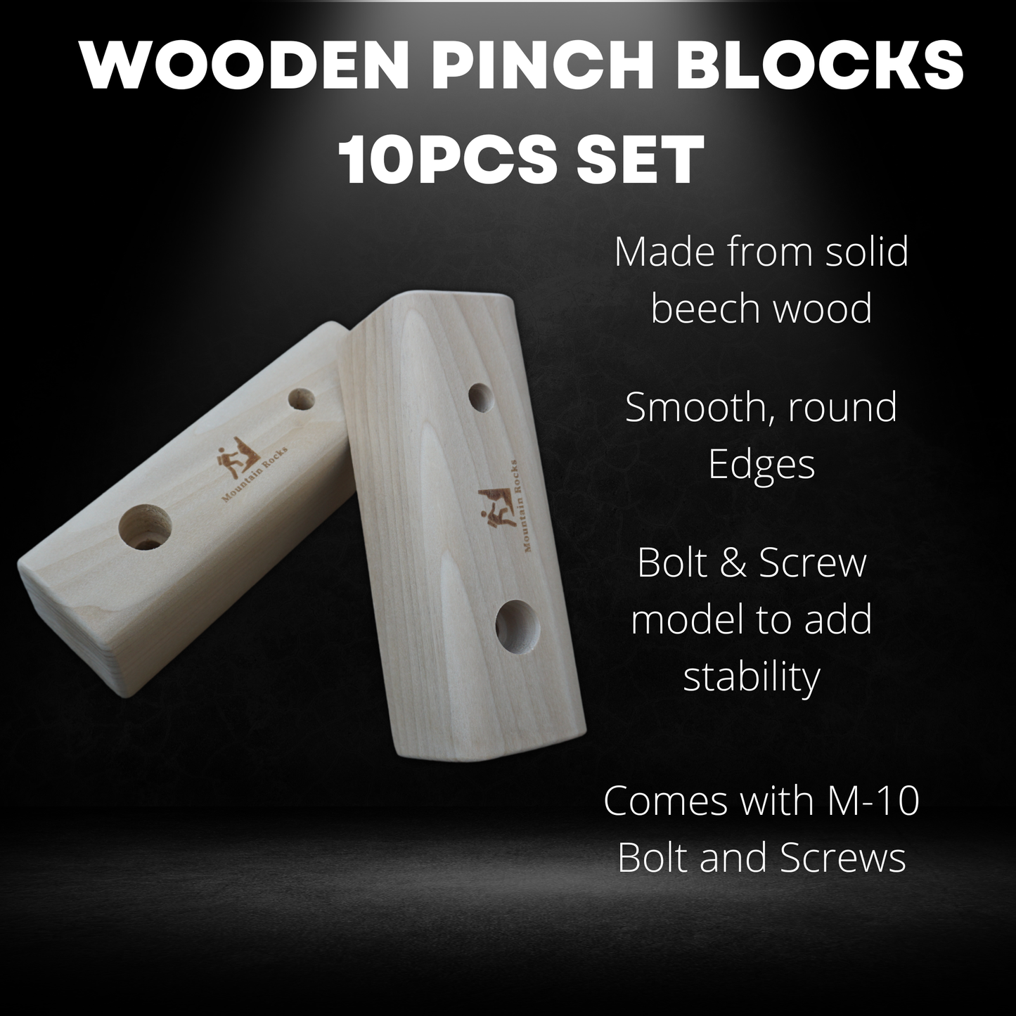 Mountain Rocks 10 Piece Wooden Rock Climbing Pinch Holds