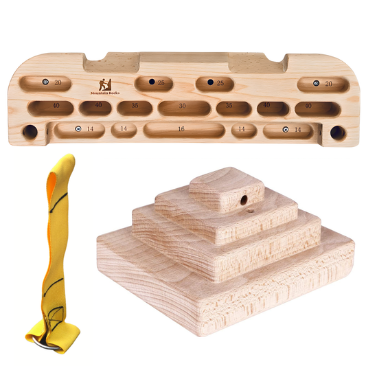 Grip Strength For Beginners Bundle- Wildwod Hangboard HB2001 with Pinch Block