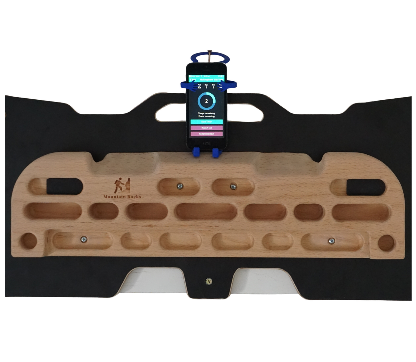 MOUNTAIN ROCKS Mountain Rocks Hangboard Wildwood 2001 - Premium Wooden Climbing Training Board with Multi-Grip Options for Finger Strength and Home Workouts