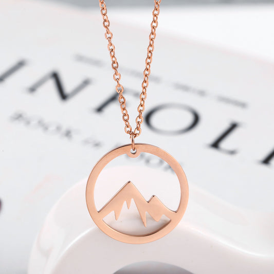 Mountain Pendant Necklace Gold Silver Minimalist Nature Snow Mountain Necklace For Women Men Fashion Adventure Jewelry Gift
