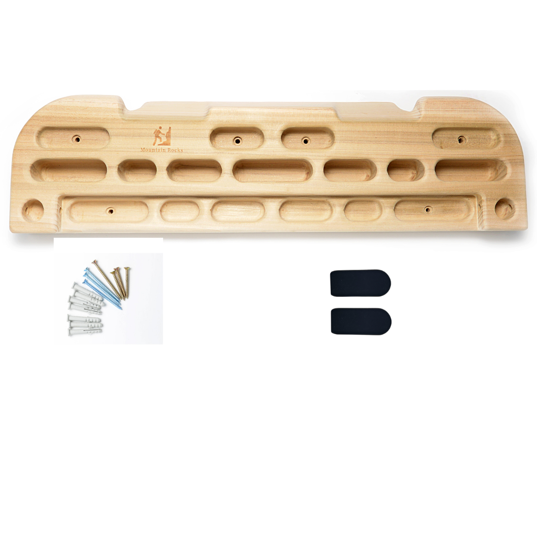 Mountain Rocks Hangboard Wildwood 2001 - Premium Wooden Climbing Training Board with Multi-Grip Options for Finger Strength and Home Workouts
