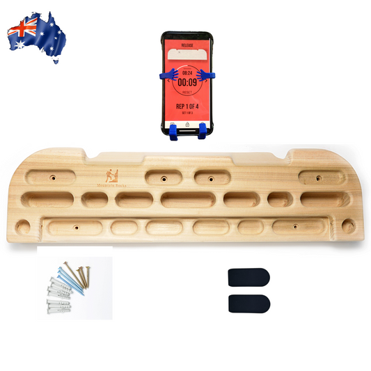Mountain Rocks Hangboard Wildwood 2001 - Premium Wooden Climbing Training Board with Multi-Grip Options for Finger Strength and Home Workouts