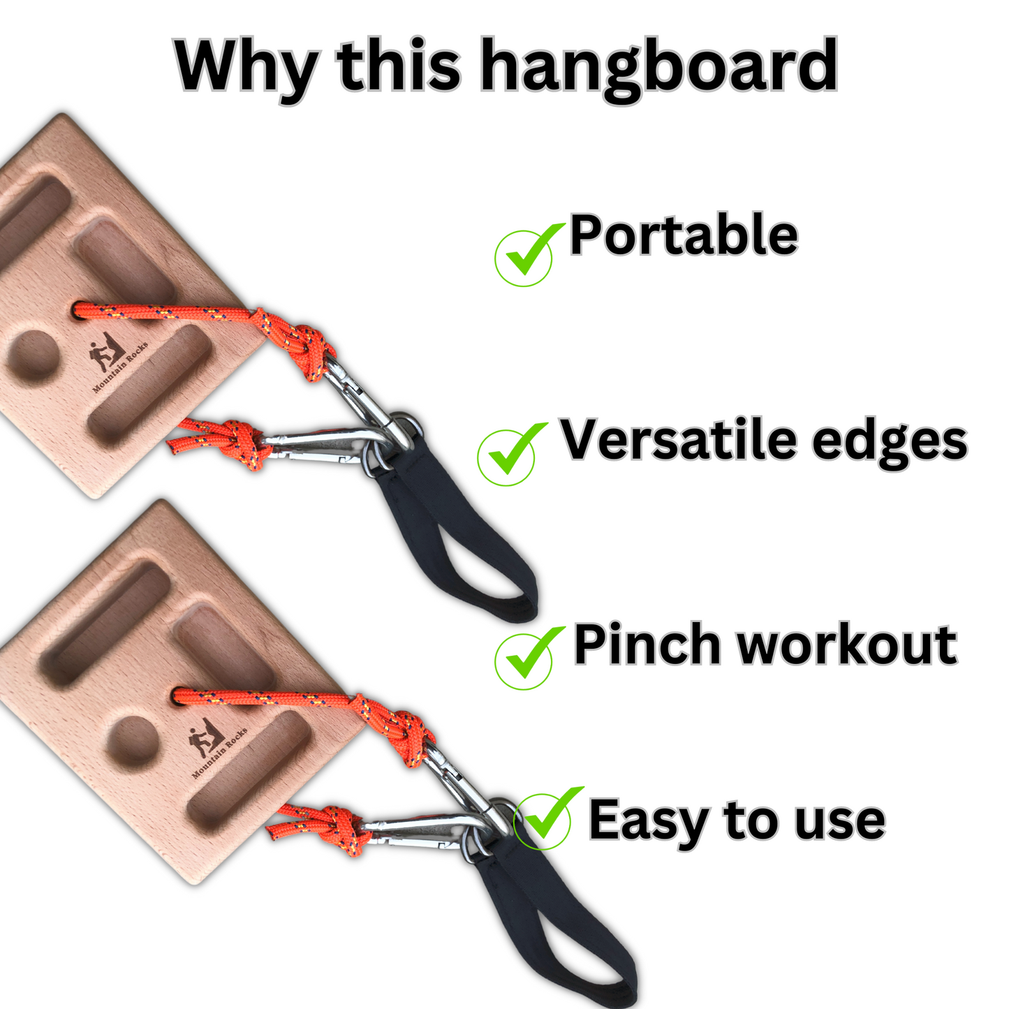 Mountain Rocks No-Slip Pull-Up Bar & Portable Hangboard Bundle| No Nail Hangboard