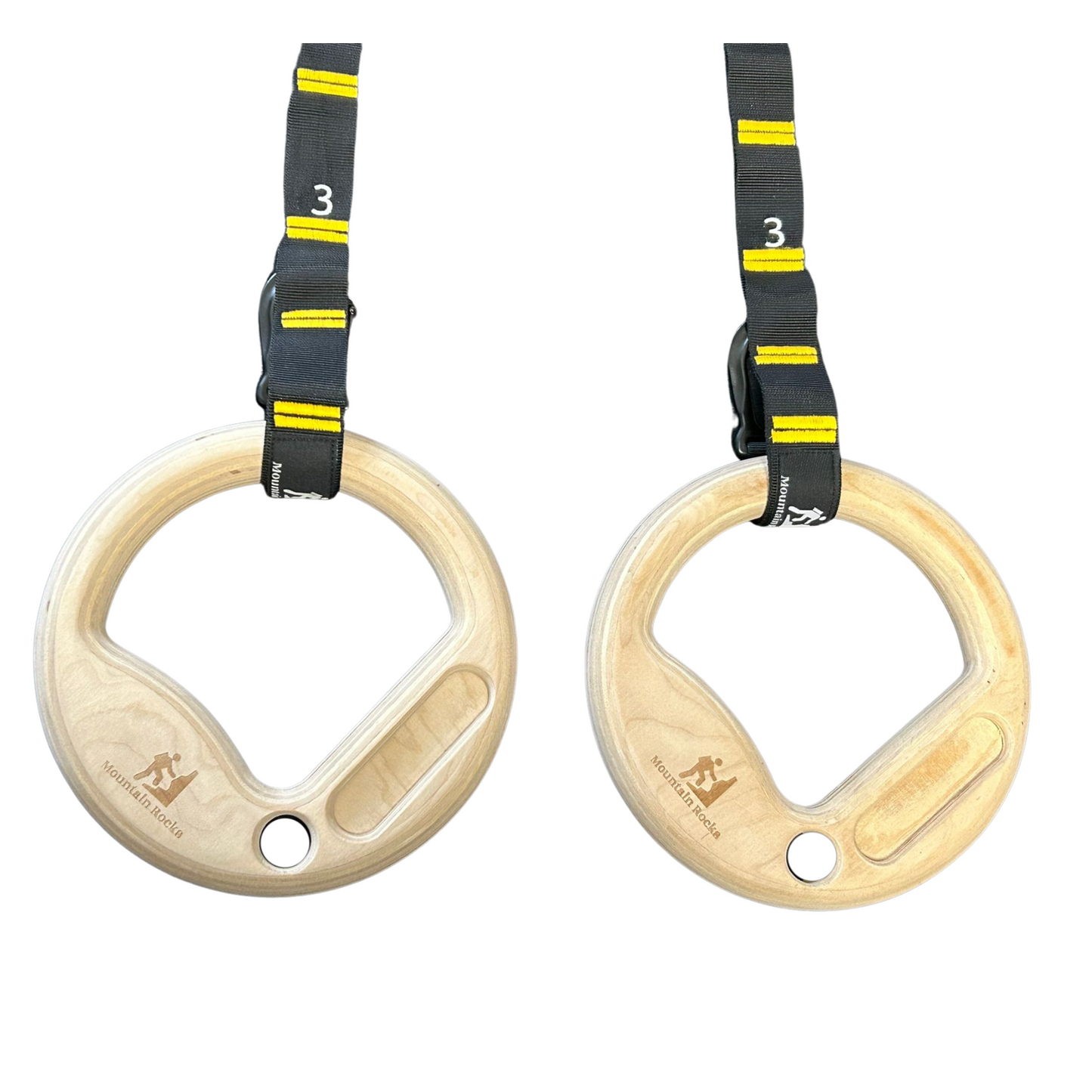 Wood 35mm gymnastic rings with finger training hangboard