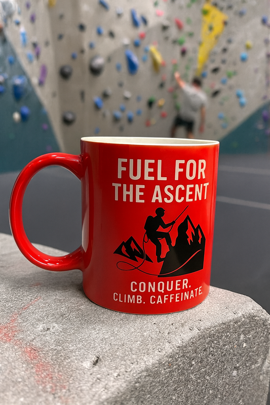 Mountain Rocks Climbing Mug - Fuel for The Ascent Motivational Design – 11oz – Dishwasher & Microwave Safe.