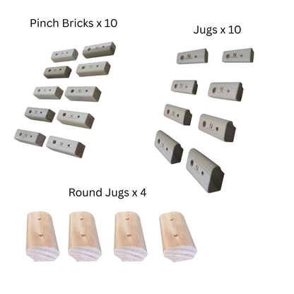 24 Piece Wooden Rock Climbing/ Bouldering  Holds Bundle for climbing and strength training