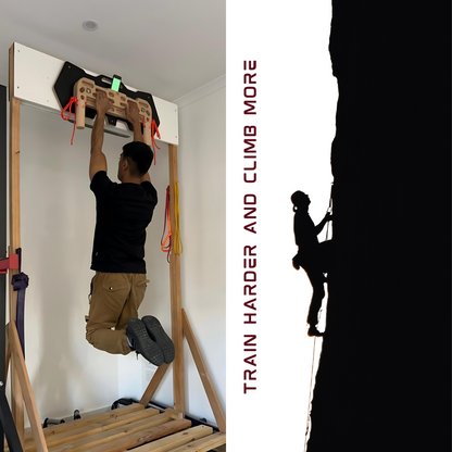 Wooden Hangboard Climbing Wildwood 2100 with Pull Up Hand Grip Combo Deal