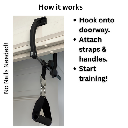 Mountain Rocks Quick Mount Adjustable Doorframe Pull-Up Bar – No Screws Required, Width-Locking Design,