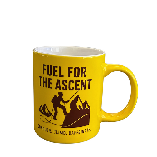 Mountain Rocks Climbing Mug - Fuel for The Ascent Motivational Design – 11oz – Dishwasher & Microwave Safe.