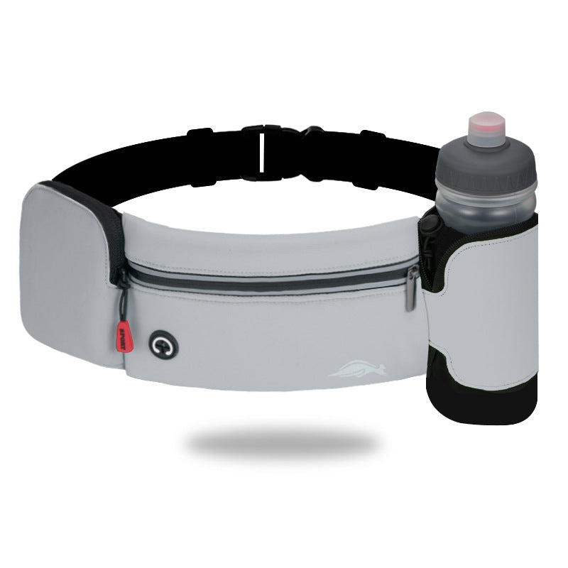 Waist Bag Sports Climbing Hiking Racing Gym Fitness Lightweight Unisex Belt Water Bottle Waist Pack Grey With kettle