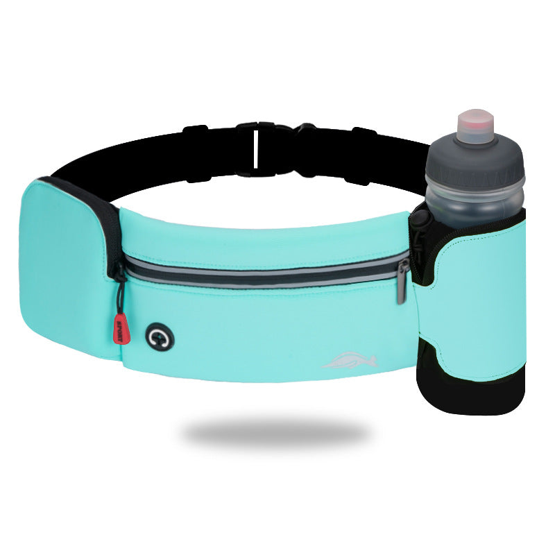Waist Bag Sports Climbing Hiking Racing Gym Fitness Lightweight Unisex Belt Water Bottle Waist Pack Sky Blue With kettle