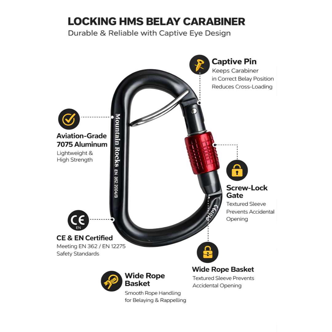 Mountain Rocks Climbing Accessories Mountain Rocks HMS Locking Belay Carabiner