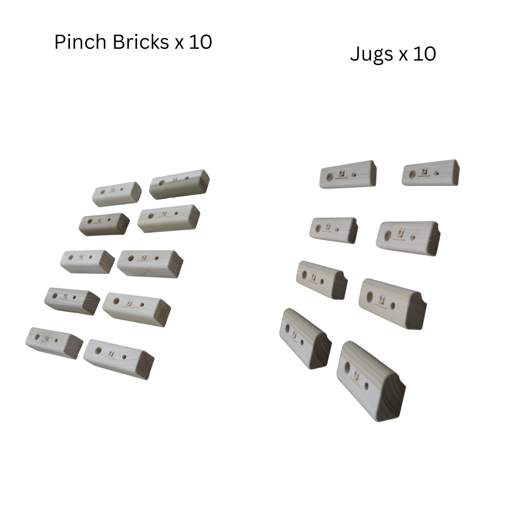 MOUNTAIN ROCKS climbing training equipment 24 Piece Wooden Rock Climbing/ Bouldering  Holds Bundle for climbing and strength training