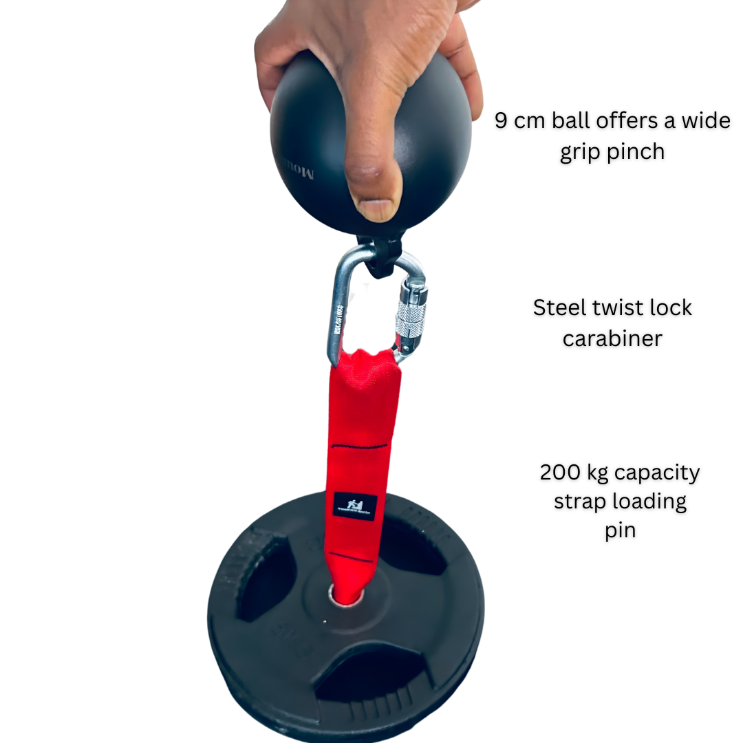 MOUNTAIN ROCKS climbing training equipment Mountain Rocks Steel Grip Ball with Strap Loading Pin & 20KN Twist-Lock Carabiner