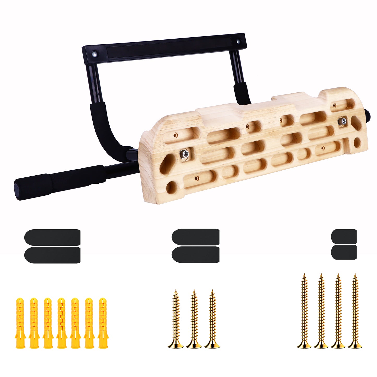 MOUNTAIN ROCKS climbing training equipment Mountain Rocks Wooden Climbing Hangboard Wildwood 2100 with pull-up bar for finger and grip strength | No Nail fingerboard