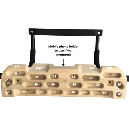 MOUNTAIN ROCKS climbing training equipment Mountain Rocks Wooden Climbing Hangboard Wildwood 2100 with pull-up bar for finger and grip strength | No Nail fingerboard