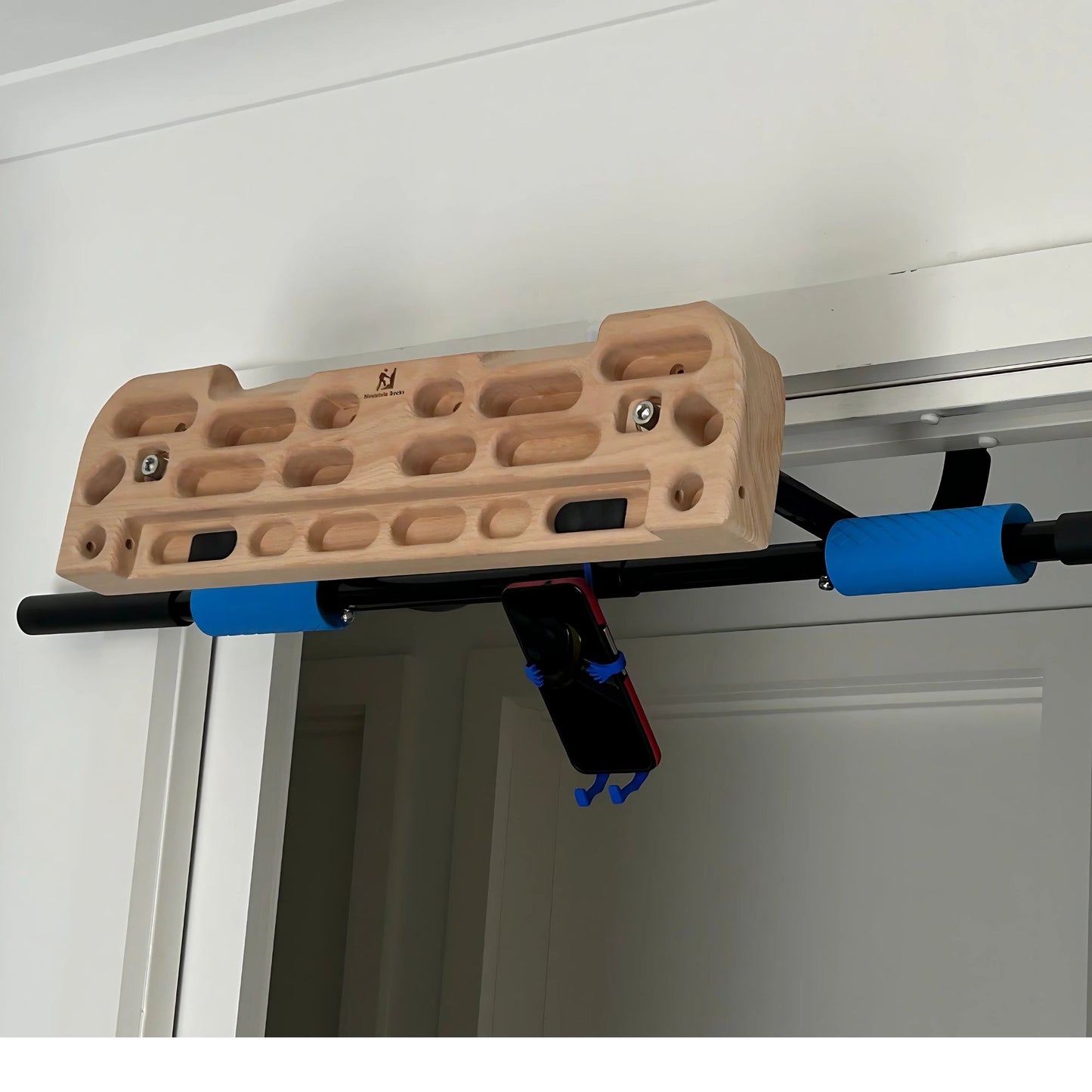 MOUNTAIN ROCKS climbing training equipment Mountain Rocks Wooden Climbing Hangboard Wildwood 2100 with pull-up bar for finger and grip strength | No Nail fingerboard