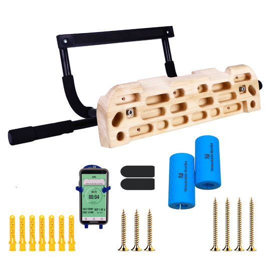 MOUNTAIN ROCKS climbing training equipment Mountain Rocks Wooden Climbing Hangboard Wildwood 2100 with pull-up bar for finger and grip strength | No Nail fingerboard