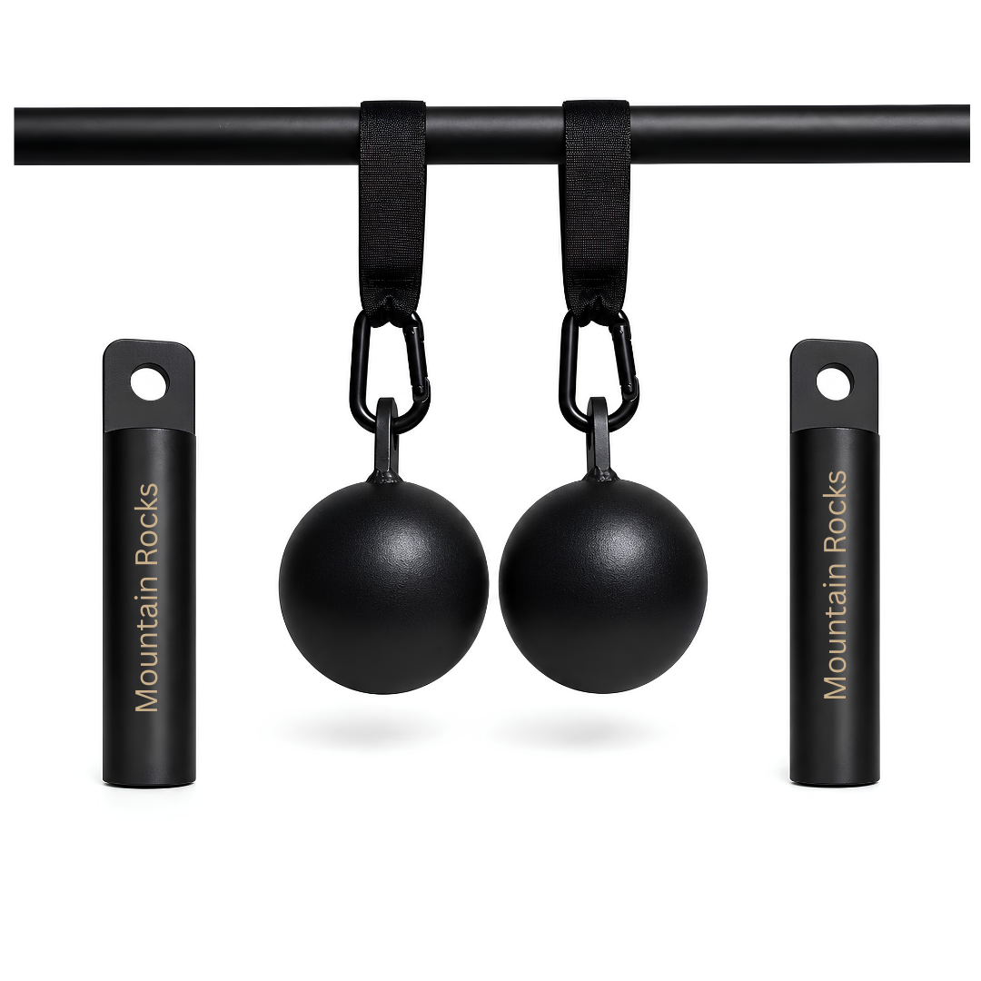 Pull Up Grip Ball Training Bundle with Straps & Carabiners