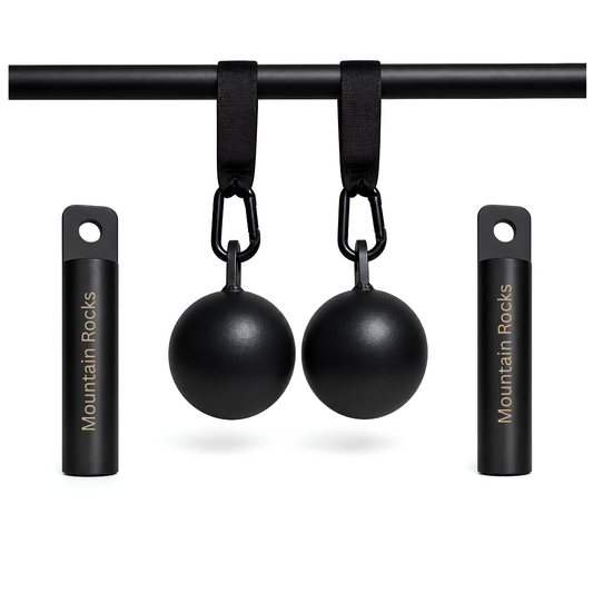 Pull Up Grip Ball Training Bundle with Straps & Carabiners