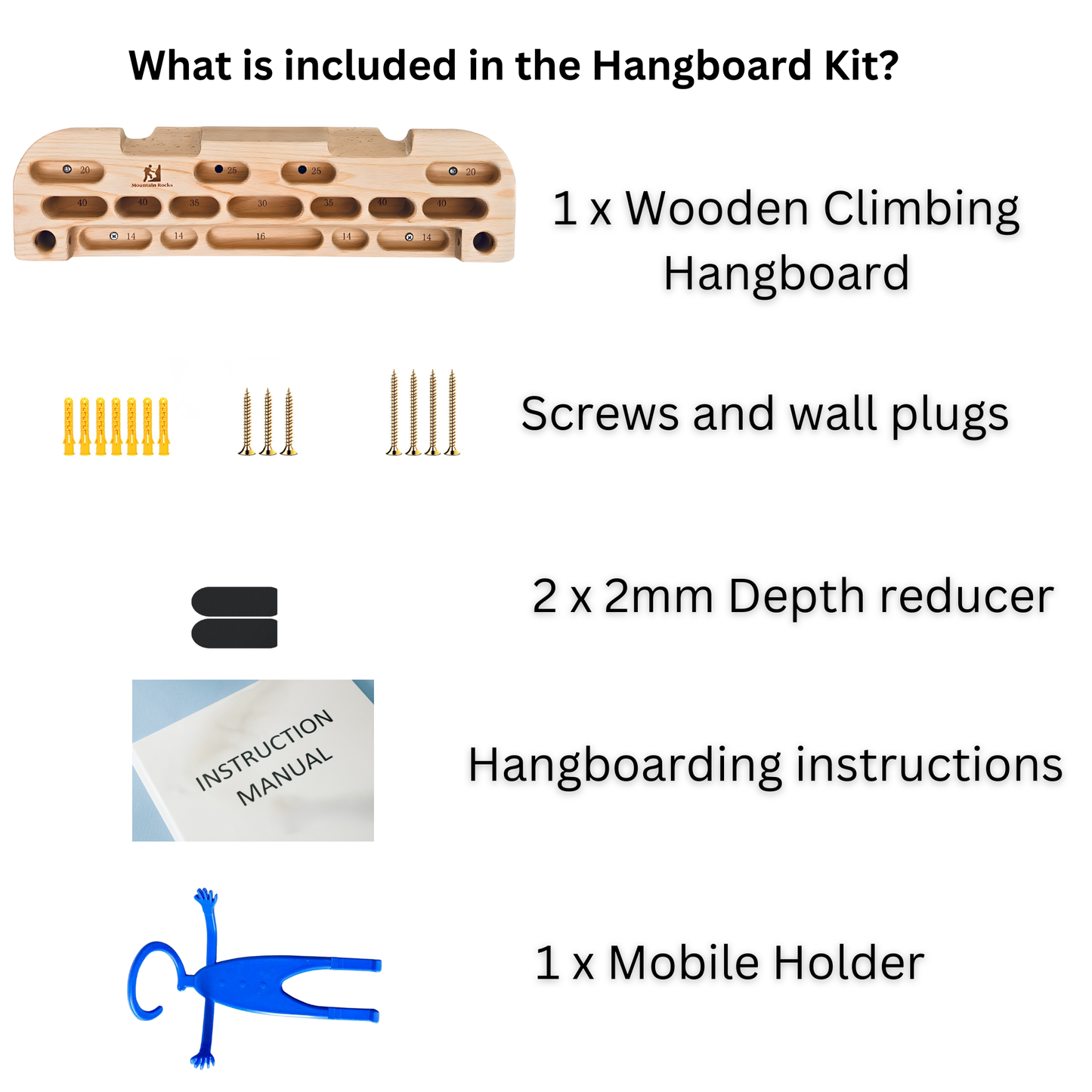 Grip Strength For Beginners Bundle- Wildwod Hangboard HB2001 with Pinch Block
