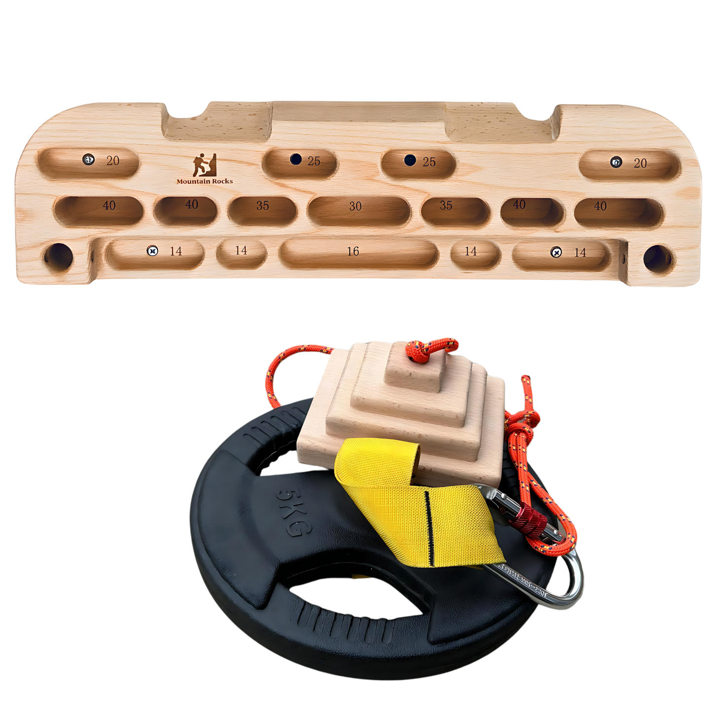 Grip Strength For Beginners Bundle- Wildwod Hangboard HB2001 with Pinch Block