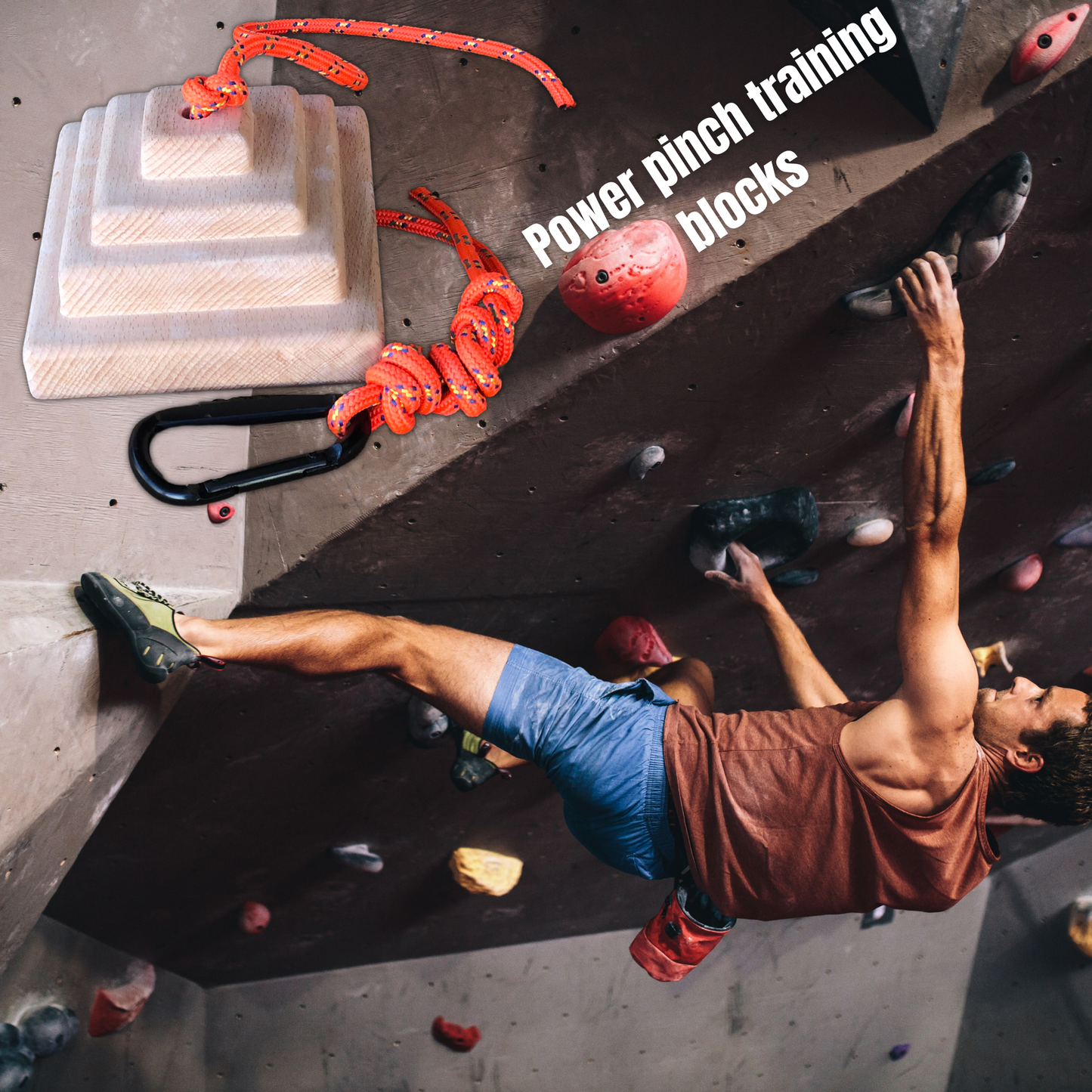 Grip Strength For Beginners Bundle- Wildwod Hangboard HB2001 with Pinch Block