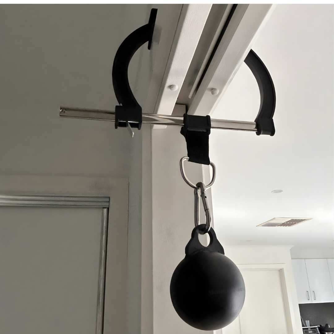 Mountain Rocks Portable Climbing Grip Training Kit – Doorframe Pull-Up Bars + Steel Grip Balls (9 cm)
