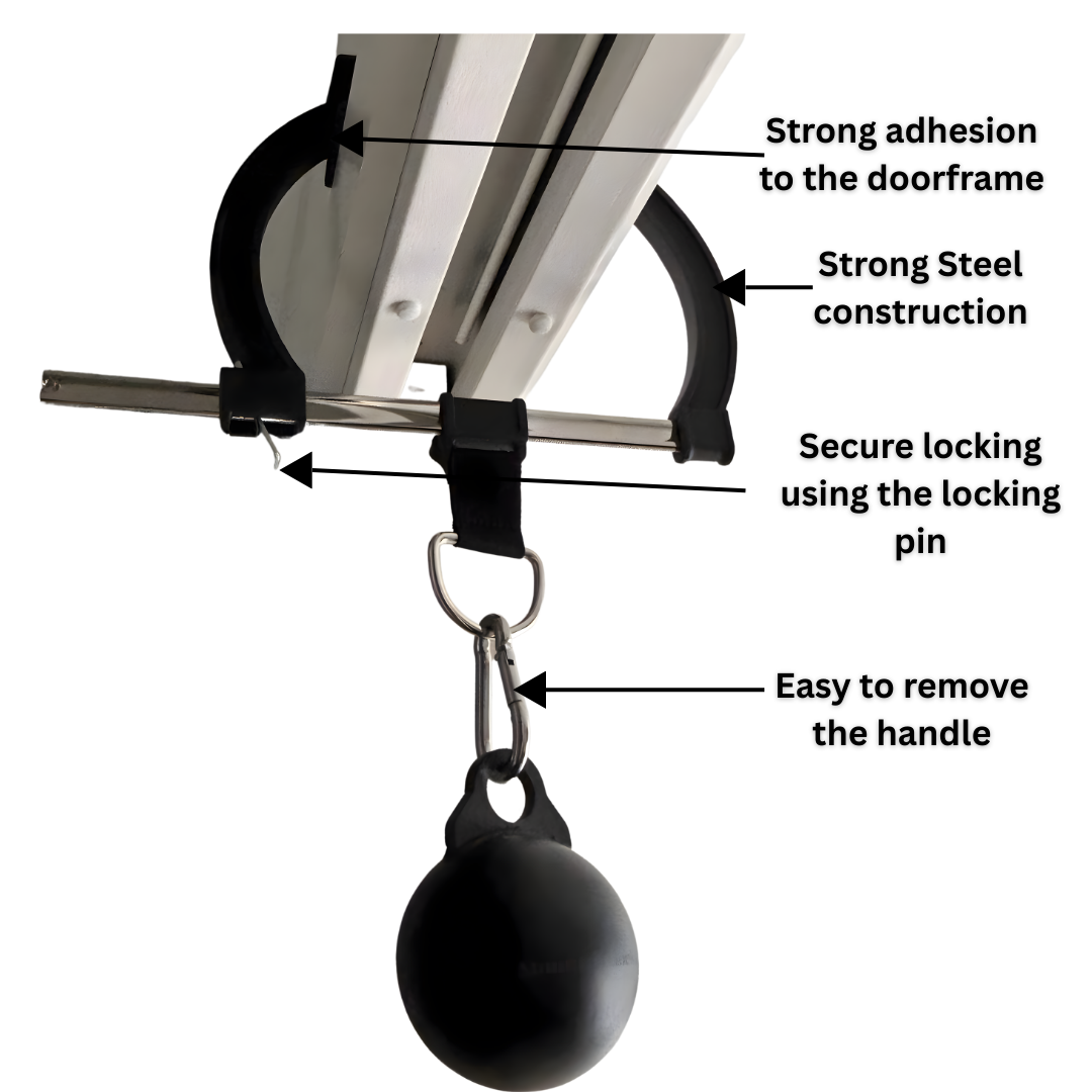 Mountain Rocks Portable Climbing Grip Training Kit – Doorframe Pull-Up Bars + Steel Grip Balls (9 cm)