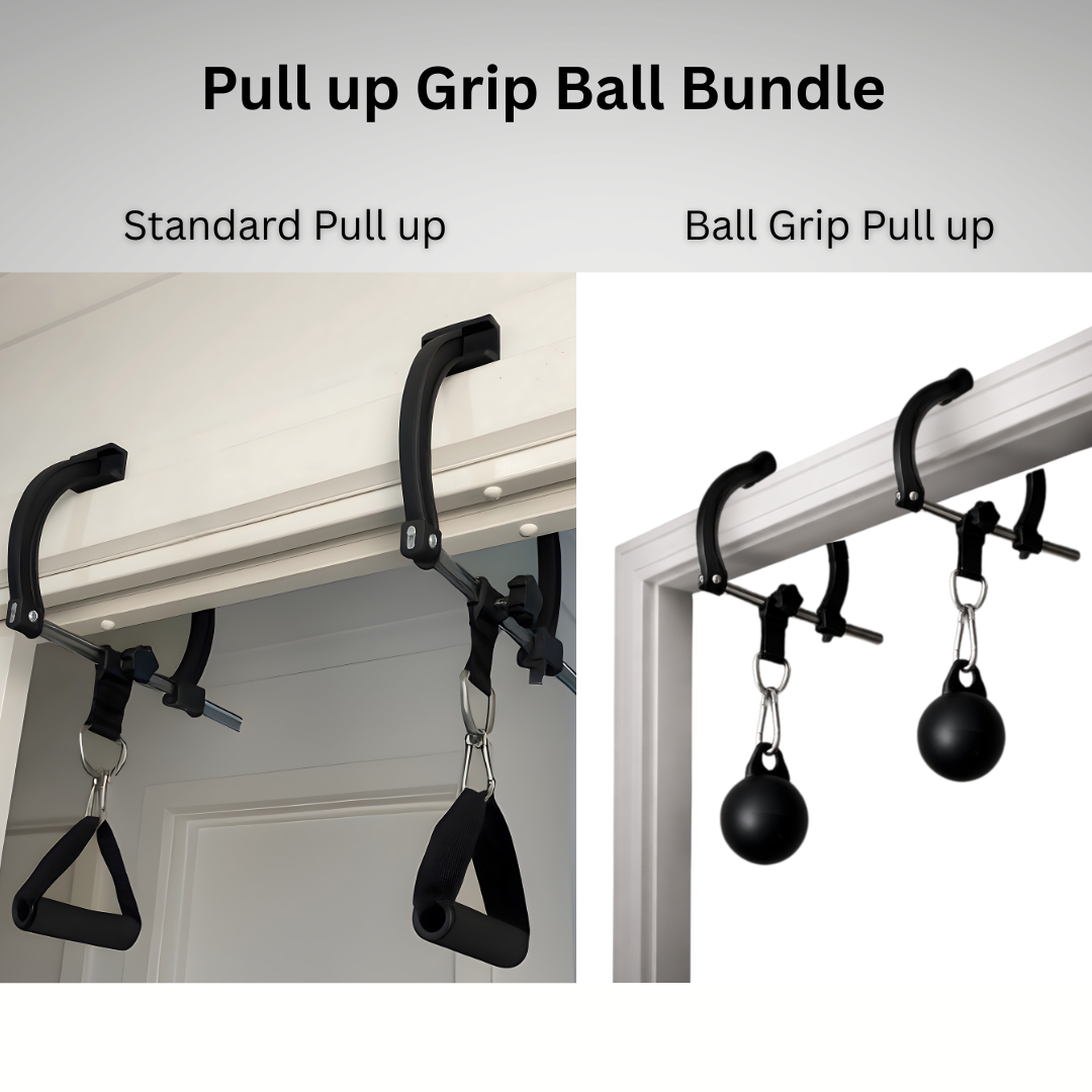 Mountain Rocks Portable Climbing Grip Training Kit – Doorframe Pull-Up Bars + Steel Grip Balls (9 cm)