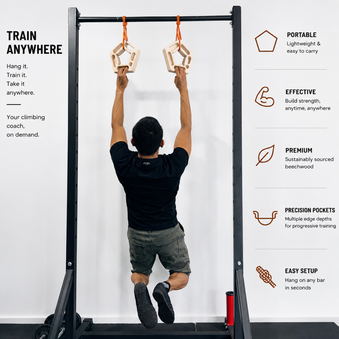 MOUNTAIN ROCKS Climbing training Mountain Rocks Wildwood Go™ Portable Climbing Hangboard Set