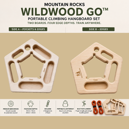 MOUNTAIN ROCKS Climbing training Mountain Rocks Wildwood Go™ Portable Climbing Hangboard Set