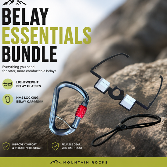 MOUNTAIN ROCKS Mountain Rocks Belay Essentials Bundle | Lightweight Belay Glasses + HMS Locking Carabiner