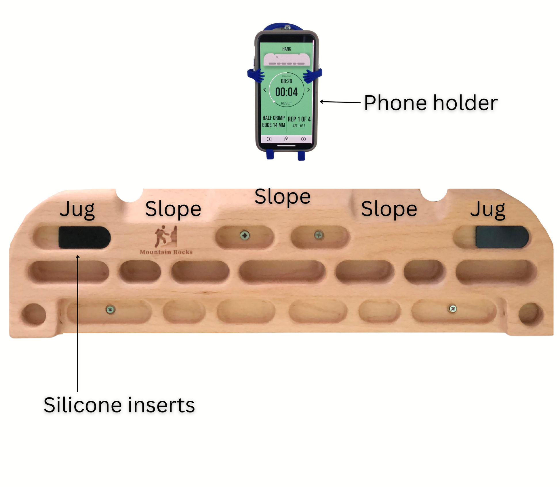 MOUNTAIN ROCKS Mountain Rocks Hangboard Wildwood 2001 - Premium Wooden Climbing Training Board with Multi-Grip Options for Finger Strength and Home Workouts