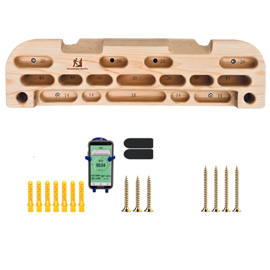 MOUNTAIN ROCKS Mountain Rocks Hangboard Wildwood 2001 - Premium Wooden Climbing Training Board with Multi-Grip Options for Finger Strength and Home Workouts