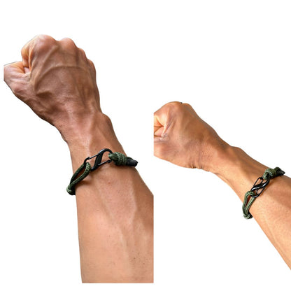 MOUNTAIN ROCKS Nylon Climbing Bracelets Adjustable Climbers Bracelet, Premium Nylon Paracord with Carabiner Clasp, Army Green