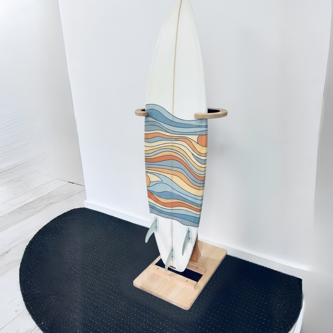 MOUNTAIN ROCKS Premium Solid Beechwood Surfboard Rack – Adjustable Freestanding Surfboard Stand