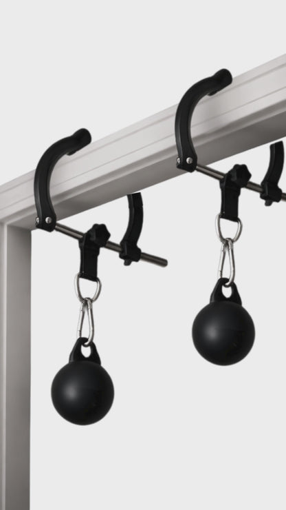 Mountain Rocks Portable Climbing Grip Training Kit – Doorframe Pull-Up Bars + Steel Grip Balls (9 cm)