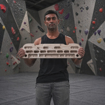 Mountain Rocks Hangboard Wildwood 2001 - Premium Wooden Climbing Training Board with Multi-Grip Options for Finger Strength and Home Workouts