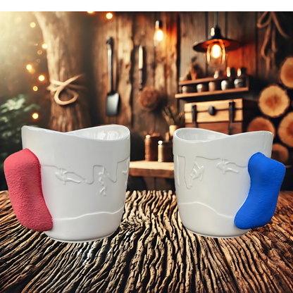 Two Pack Rock Climbing Mug | Climbing Coffee Mug | Mug with Rock Climbing Grip (Blue and Red)