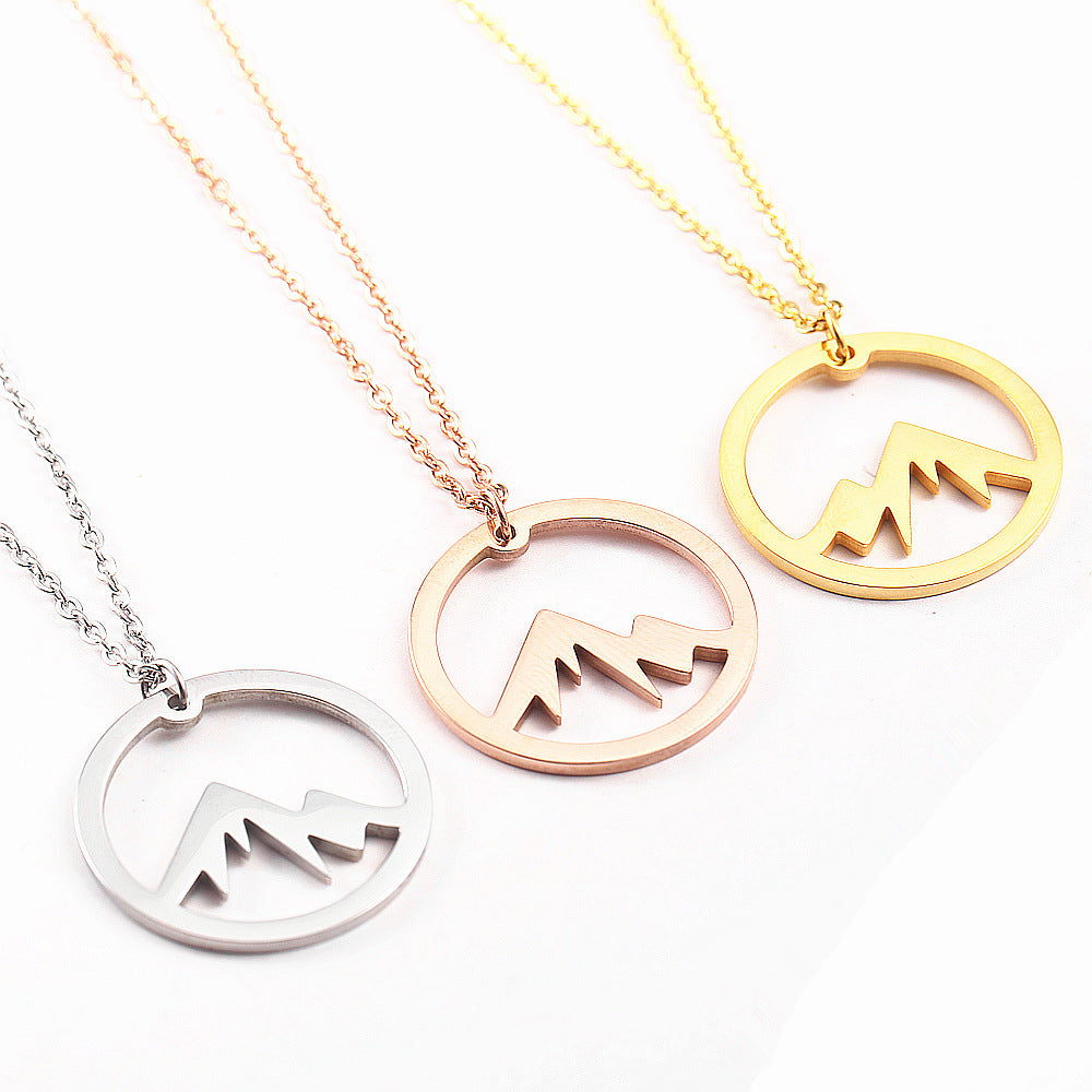 Mountain Pendant Necklace Gold Silver Minimalist Nature Snow Mountain Necklace For Women Men Fashion Adventure Jewelry Gift