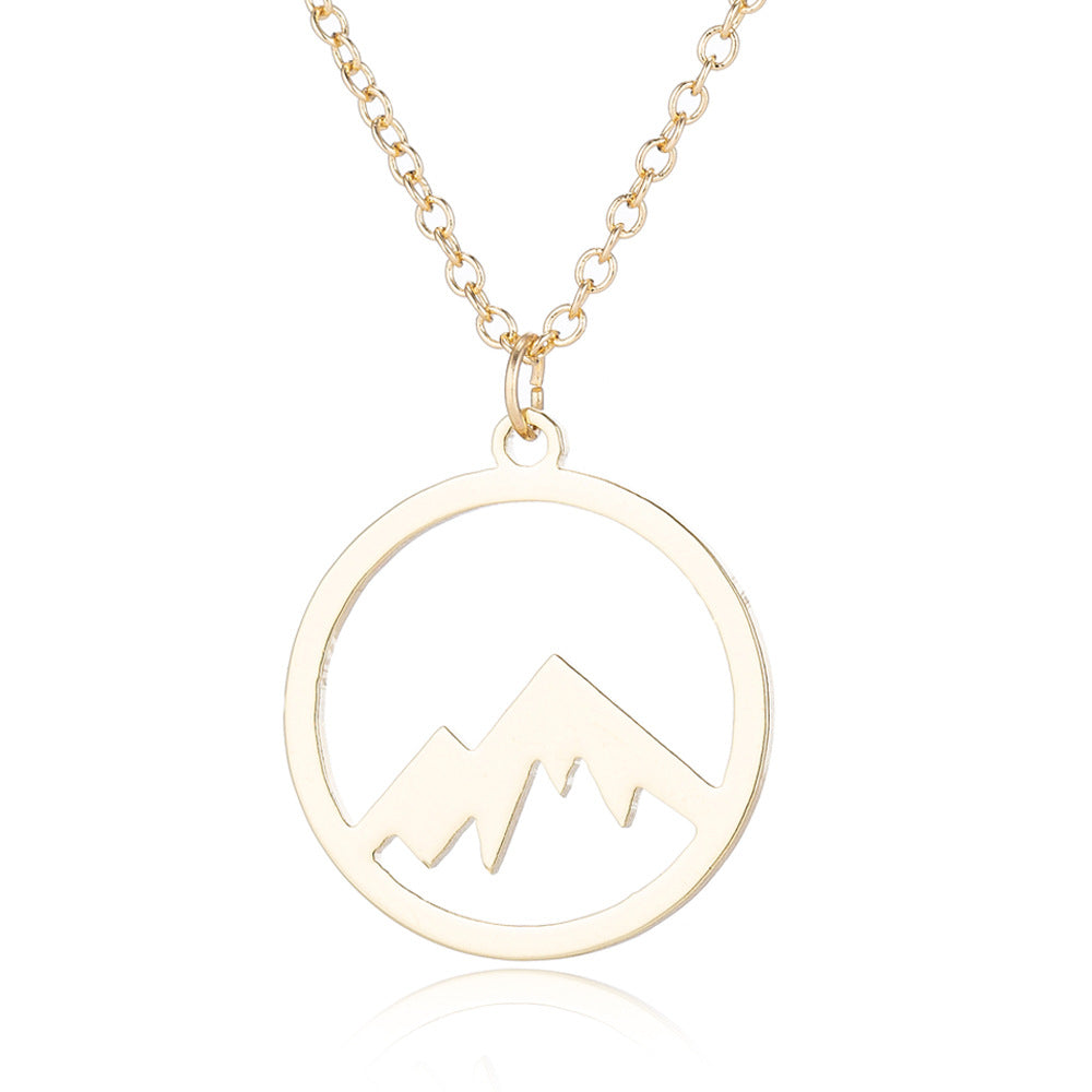 Mountain Pendant Necklace Gold Silver Minimalist Nature Snow Mountain Necklace For Women Men Fashion Adventure Jewelry Gift