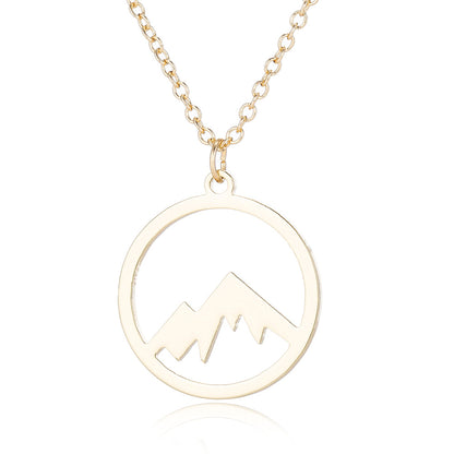 MOUNTAIN ROCKS Climbing Accessories Gold B Mountain Pendant Necklace Gold Silver Minimalist Nature Snow Mountain Necklace For Women Men Fashion Adventure Jewelry Gift